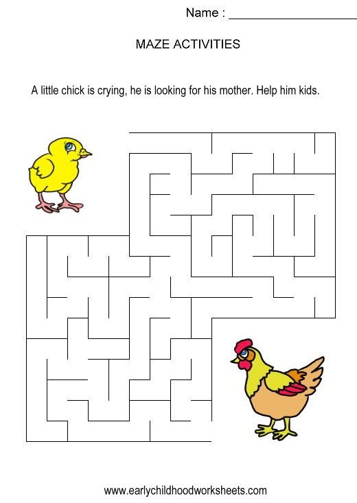 A preschooler working through an Egg-cellent Maze worksheet featuring colorful Easter designs