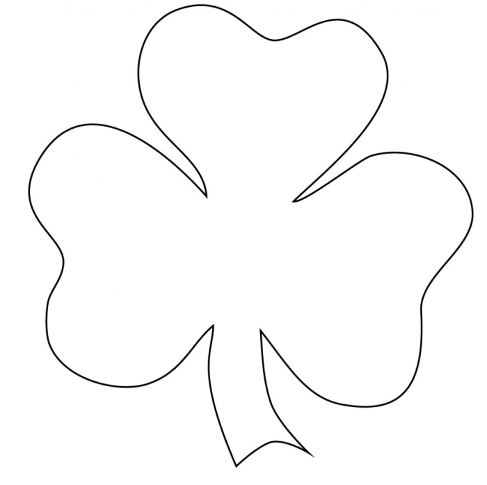 Green shamrock outline ready for coloring with festive St. Patrick's Day design for preschoolers