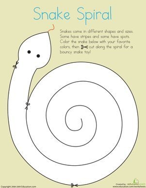 Cutting Snake Spiral worksheet for Pre-K arts and crafts activities Colorful spiral snake worksheet for kids to cut and color, enhancing fine motor skills