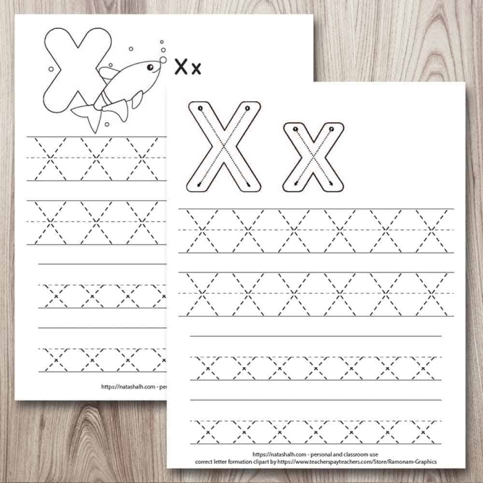 Practice Tracing the Letter X worksheet for preschoolers focusing on fine motor skill development
