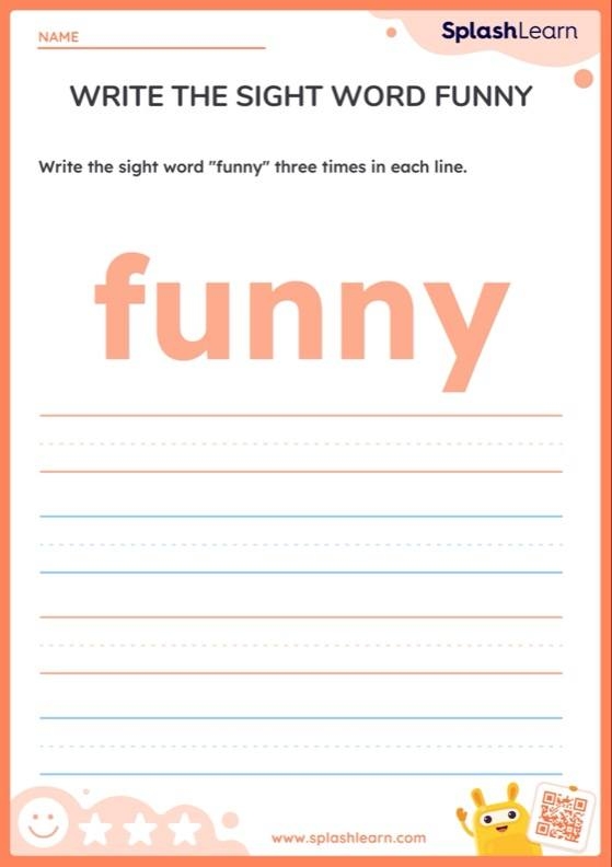 A preschooler decorating the word funny with colorful craft supplies on a worksheet
