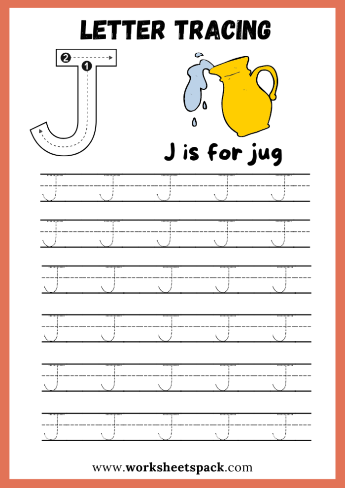 Worksheet featuring a hands-on activity for preschoolers to find words that begin with the letter J