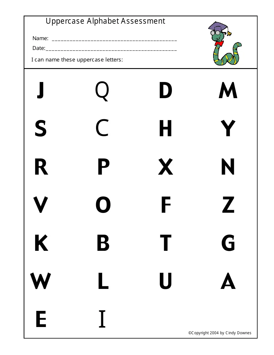Preschooler working on an Earth and Space Science themed Identifying Letters Assessment worksheet