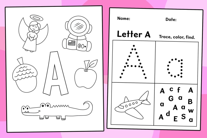 Worksheet featuring a letter K activity for preschoolers to identify words that begin with K
