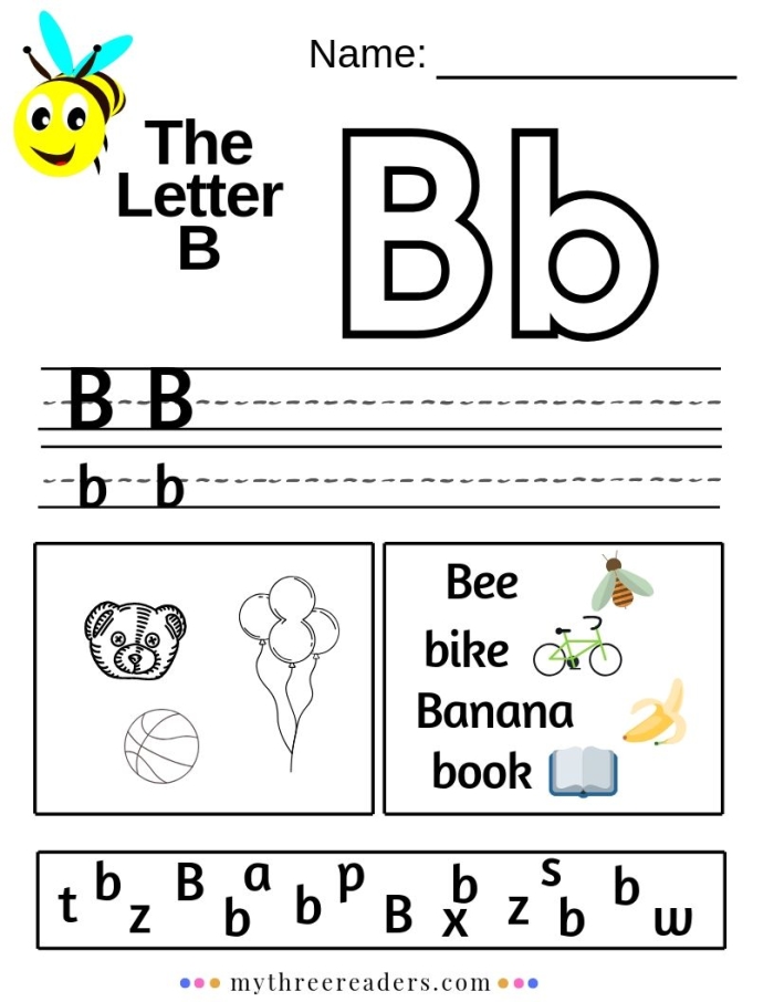 Letter B Vocabulary Worksheet Activity for Early Learners 15 Preschooler identifying words starting with the letter B on a printable worksheet
