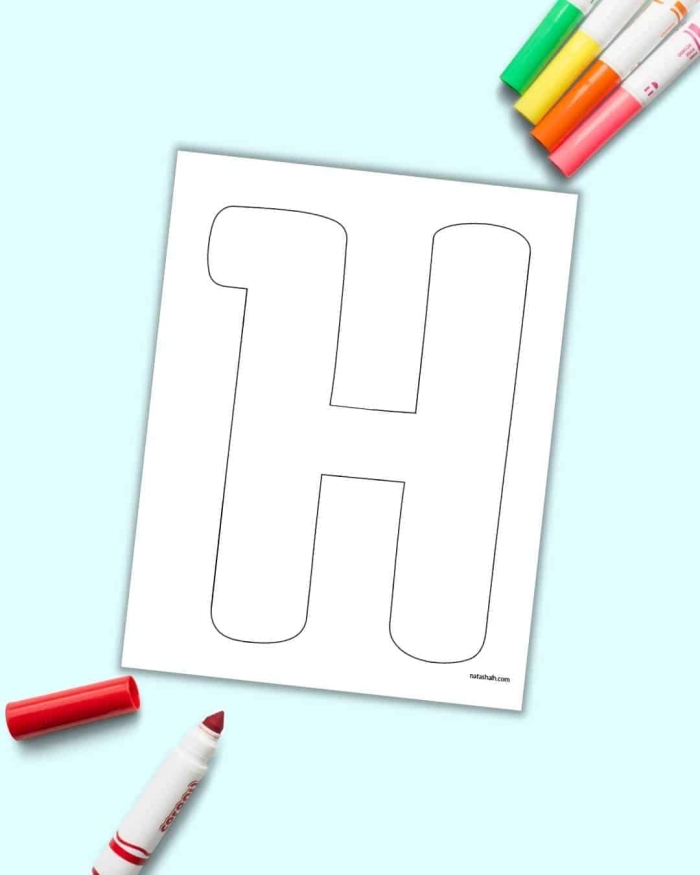 Interactive activity title for the Letter Book: H worksheet for young learners Worksheet featuring the letter H with words for preschoolers to discover