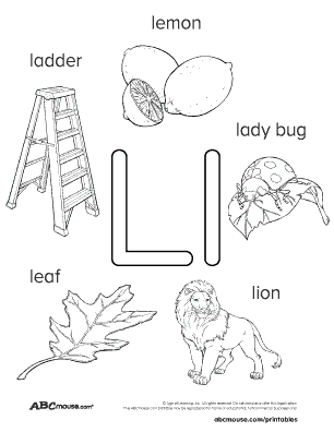 Preschool worksheet featuring various illustrations to identify items that begin with the letter L