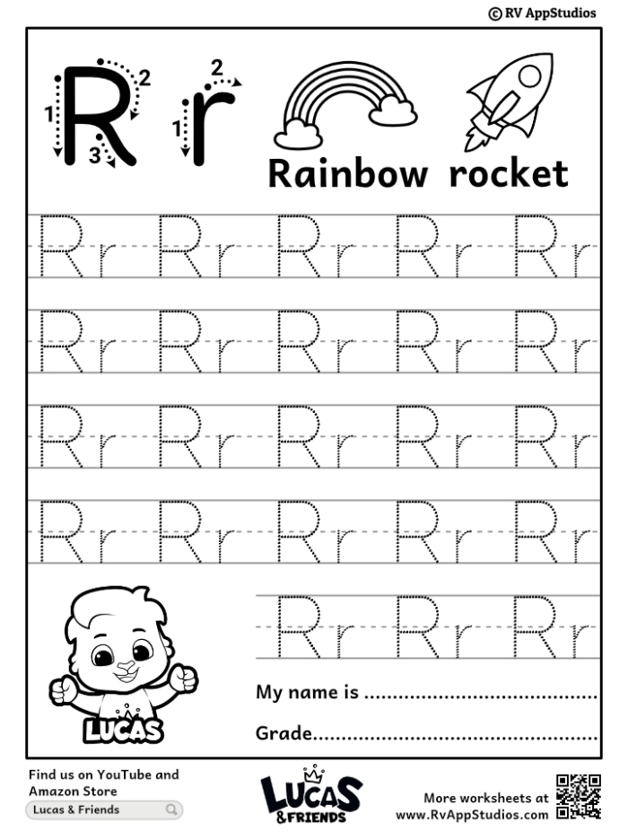 Preschoolers engaging in a Letter Book R worksheet activity identifying words that start with the letter R