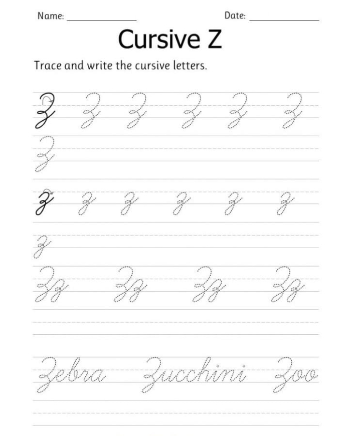 Worksheet featuring the letter Z for preschoolers to identify words starting with Z