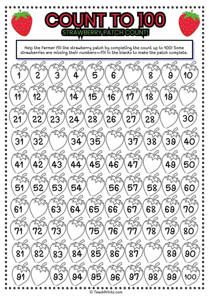 Bright hundreds chart counting practice page for early learners number 3 Pre-K students learning numbers with a colorful count to 100 poster worksheet