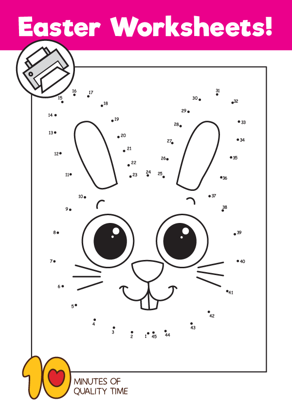 Preschooler practicing number recognition with an Easter egg connect the dots worksheet