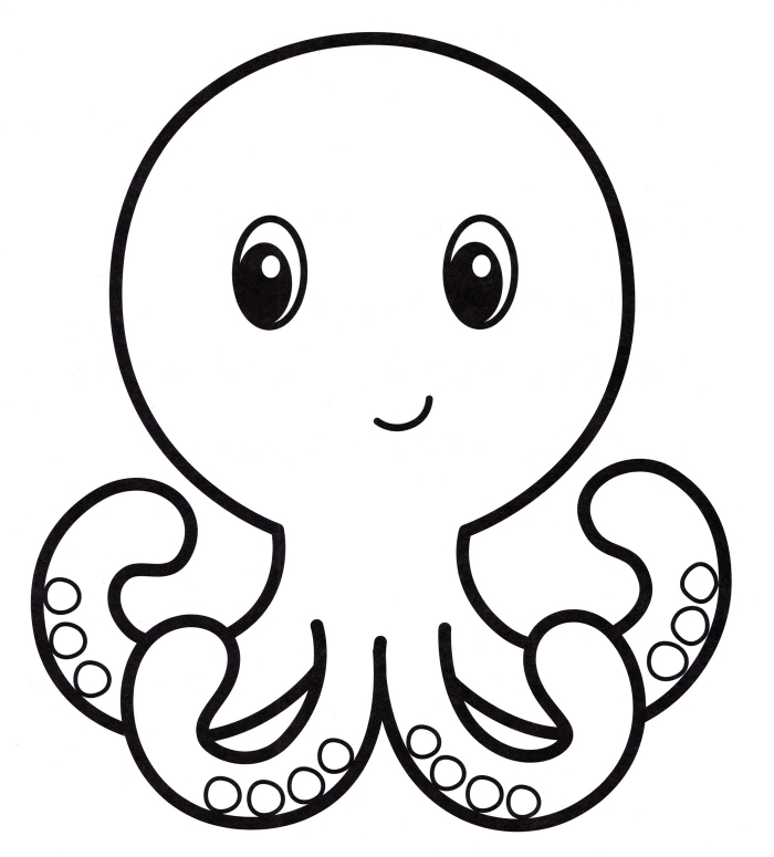 Cute octopus coloring page worksheet designed for preschoolers