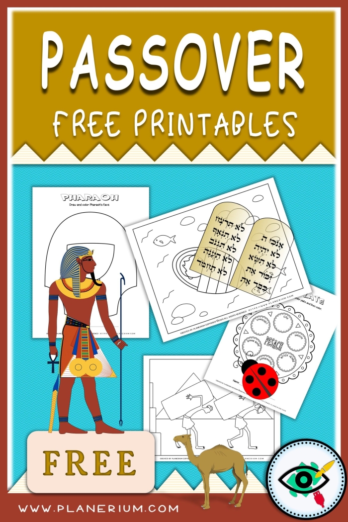 A young child coloring a picture of the Pharaoh while learning about Passover traditions