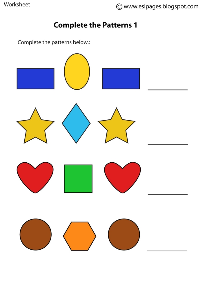 Pre-K Pattern Recognition Activity 3 Colorful repeating shapes and objects showing pattern sequences for preschool learners