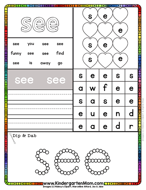 Printable worksheet focusing on the sight word "my" for preschool learning
