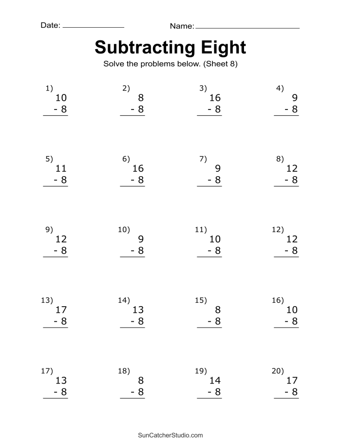 Preschooler counting objects worksheet for learning basic subtraction facts from one to five