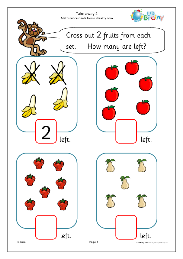 Colorful worksheet for preschool subtraction featuring sweets and fun visuals