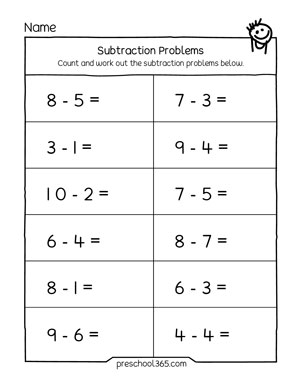 Preschoolers enjoying the Take Away the Sweets worksheet for fun subtraction practice