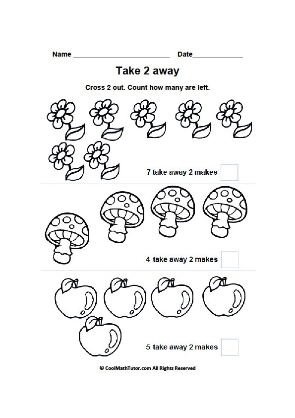 A colorful worksheet for preschoolers featuring subtraction problems with sweets. Engaging Preschool Subtraction: Take Away the Sweets worksheet for young learners.