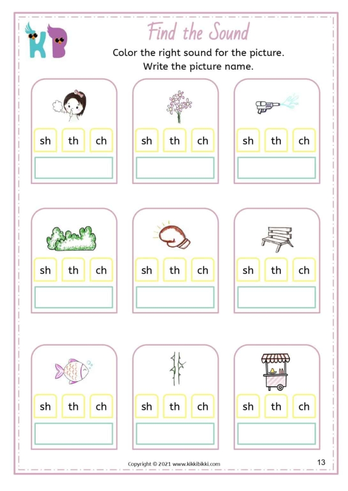 Letter Book TH phonics worksheet for early learners image five Preschool worksheet activity featuring a colorful Letter Book focused on the TH digraph sound
