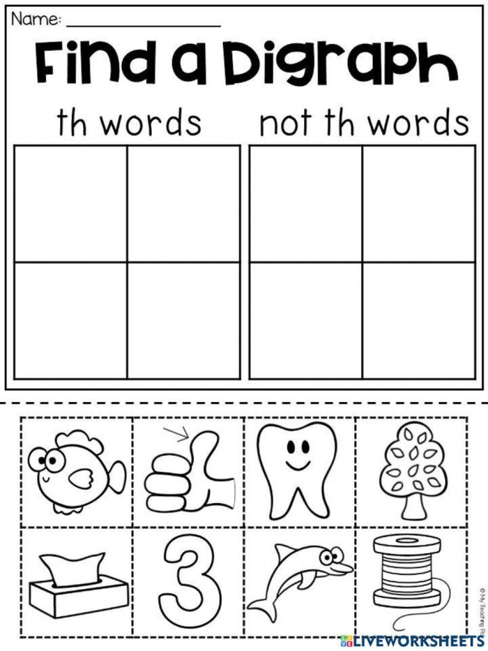 Engaging Letter Book: TH worksheet for early learners Worksheet activity for preschoolers to identify words beginning with the th sound