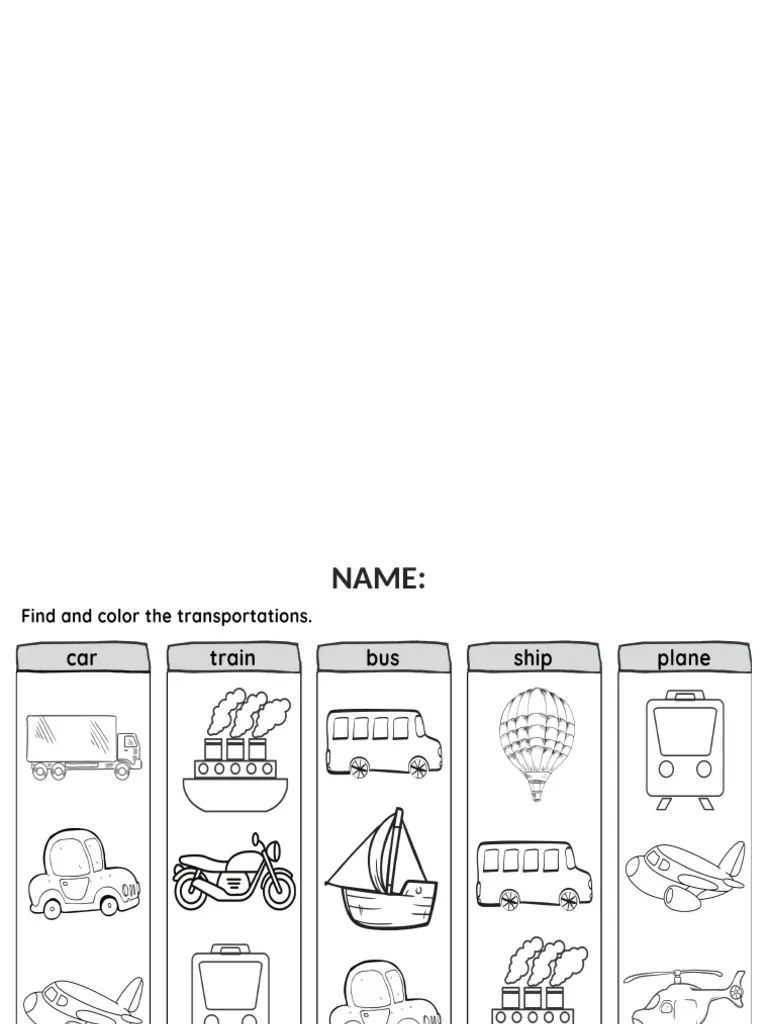 Preschool transportation themed patterning worksheet nineteen Transportation patterns worksheet for preschool multiplication practice