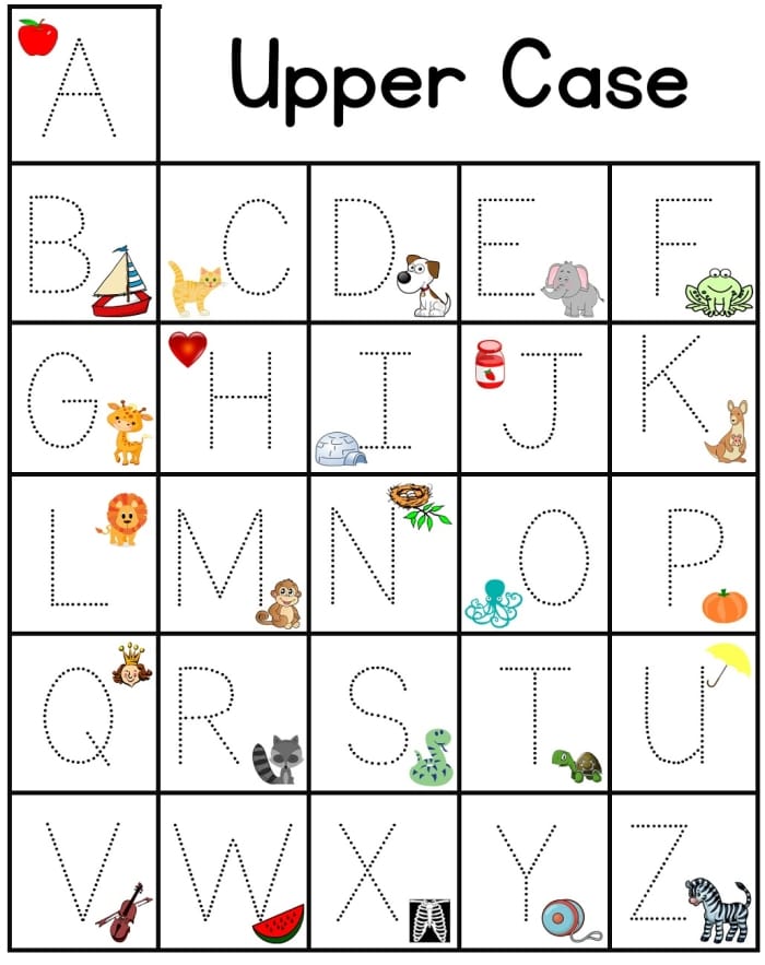 Preschool farm themed worksheet for children to practice writing missing uppercase letters