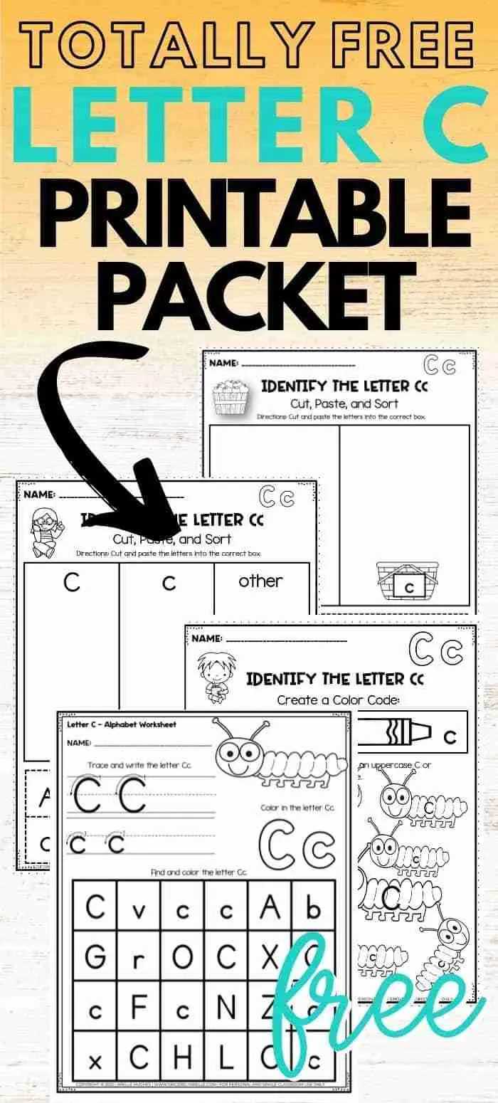 Worksheet featuring a hands-on activity for preschoolers to identify words that begin with the letter C