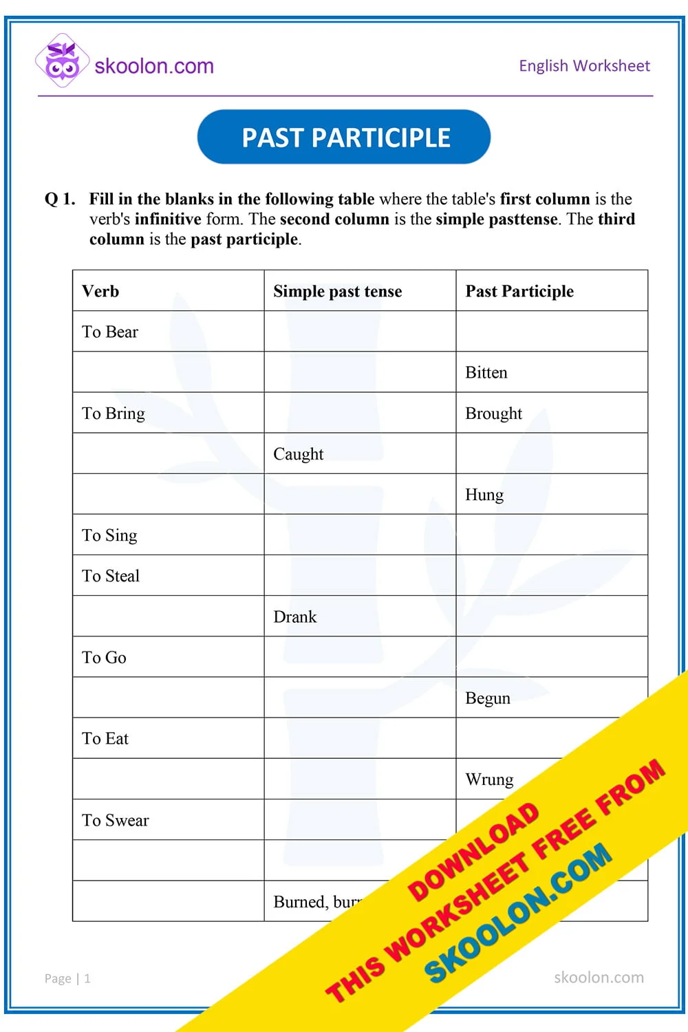 Fun worksheet for practicing present participles in a surprise party theme