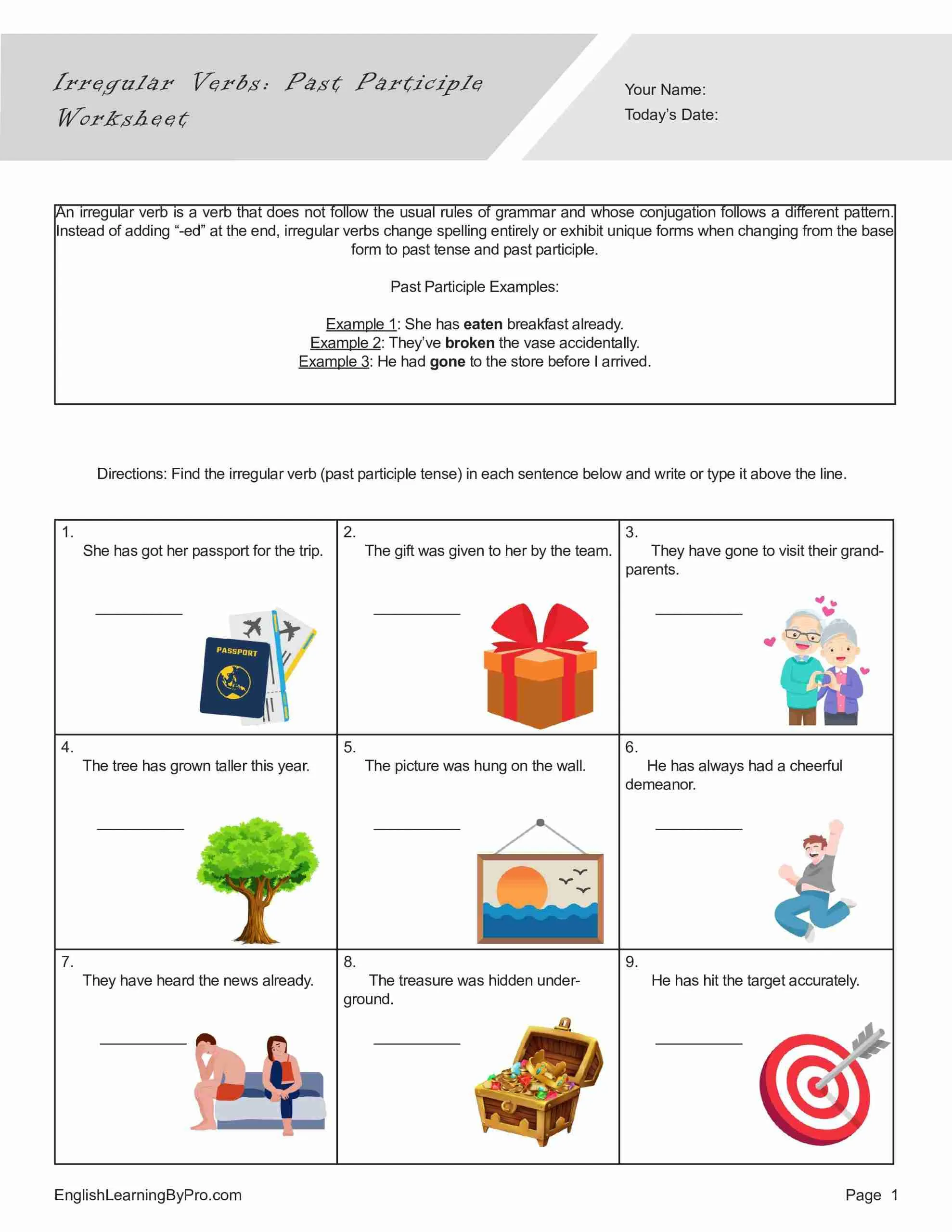 Second grade students practice present participle verbs with this festive surprise party worksheet