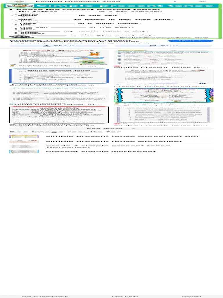 Second grade students working on a present tense challenge worksheet with regular and y-ending verbs