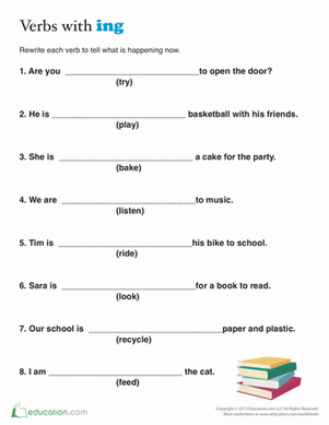 Great Grammar worksheet featuring present tense action verbs for third graders