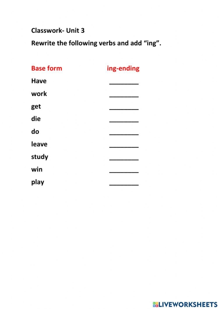 Worksheet for changing future tense verbs to present tense for second graders