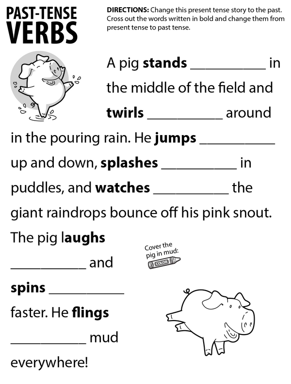Worksheet for practicing present tense verbs ending in Y for second graders