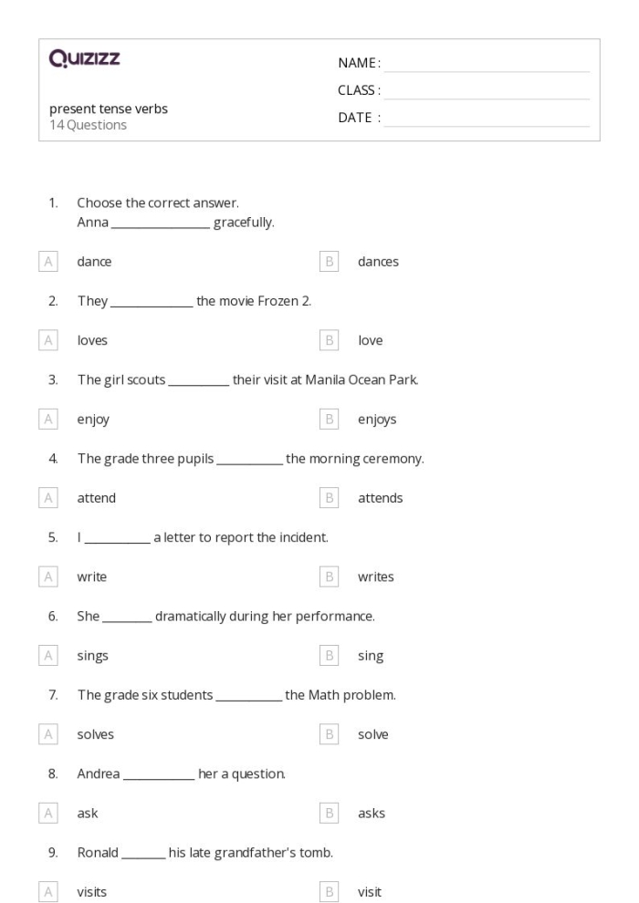 Second grade grammar worksheet focusing on changing future tense verbs to present tense with Y endings