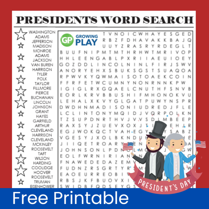 Second grade students solving a presidential word search puzzle with election-themed vocabulary words hidden in a grid