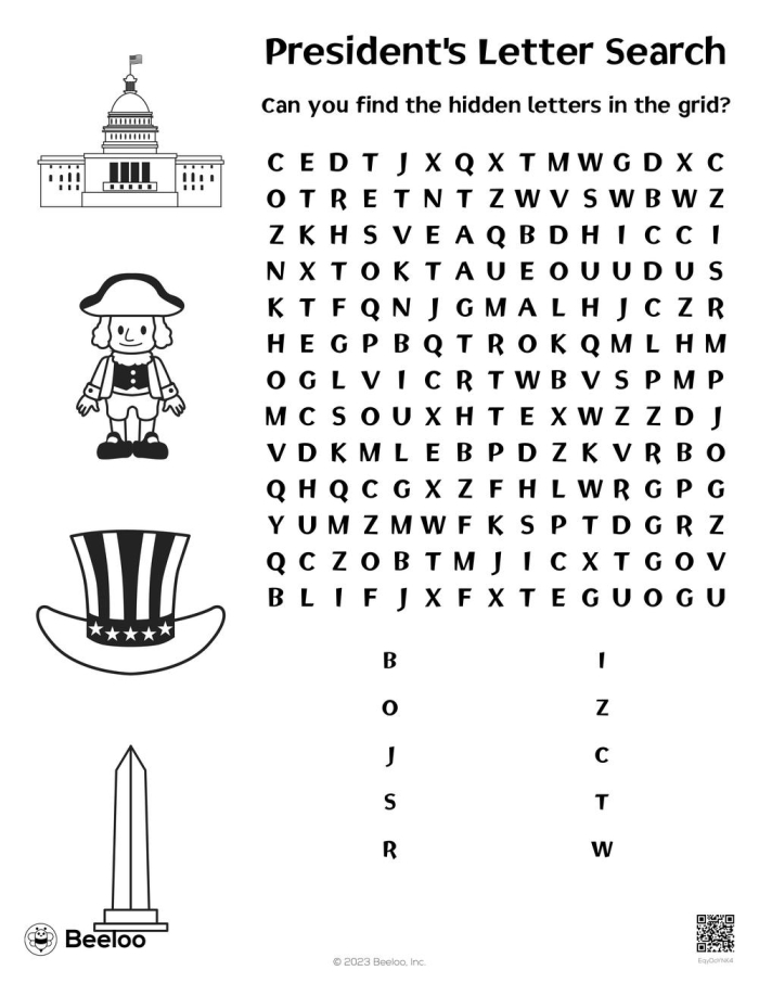 Second grade students searching for presidential and historical vocabulary words in an election-themed grid puzzle activity
