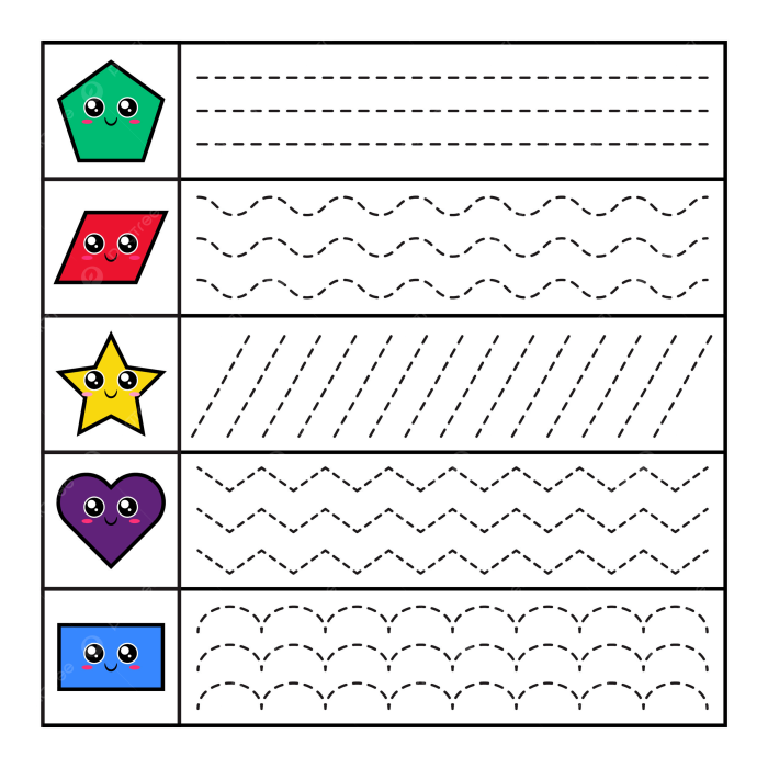 Pre-K student tracing circles and bubble shapes on a fine motor skills practice sheet