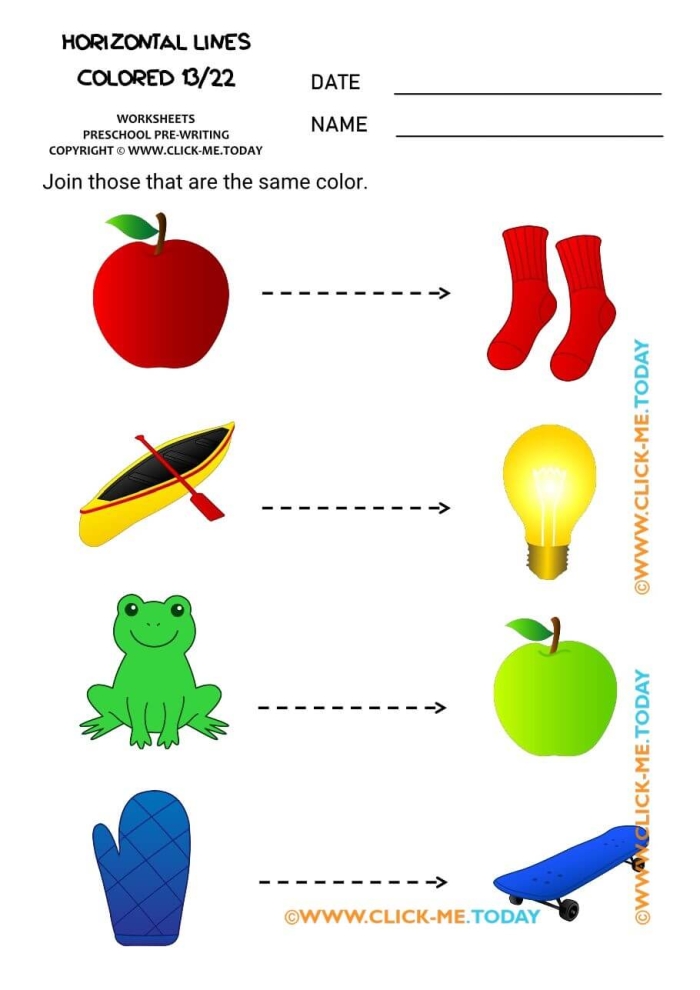 Worksheet for tracing horizontal lines to enhance prewriting skills in preschool children