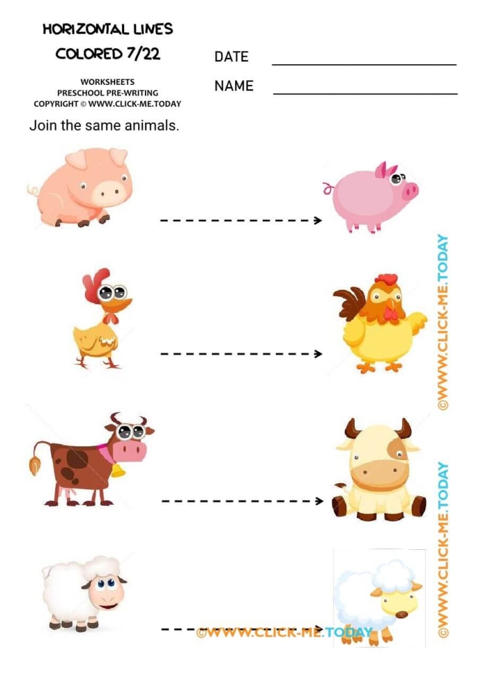 Prewriting skills worksheet for tracing horizontal lines in Pre-K