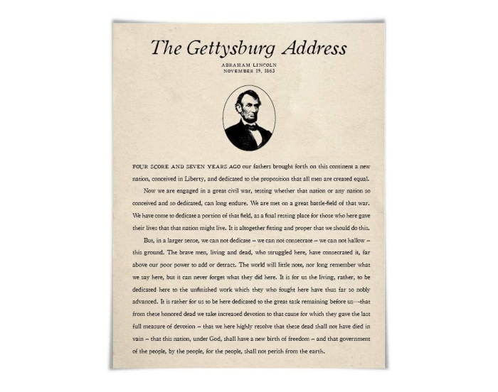 Detailed worksheet for analyzing Lincoln's Gettysburg Address in a sixth-grade social studies class