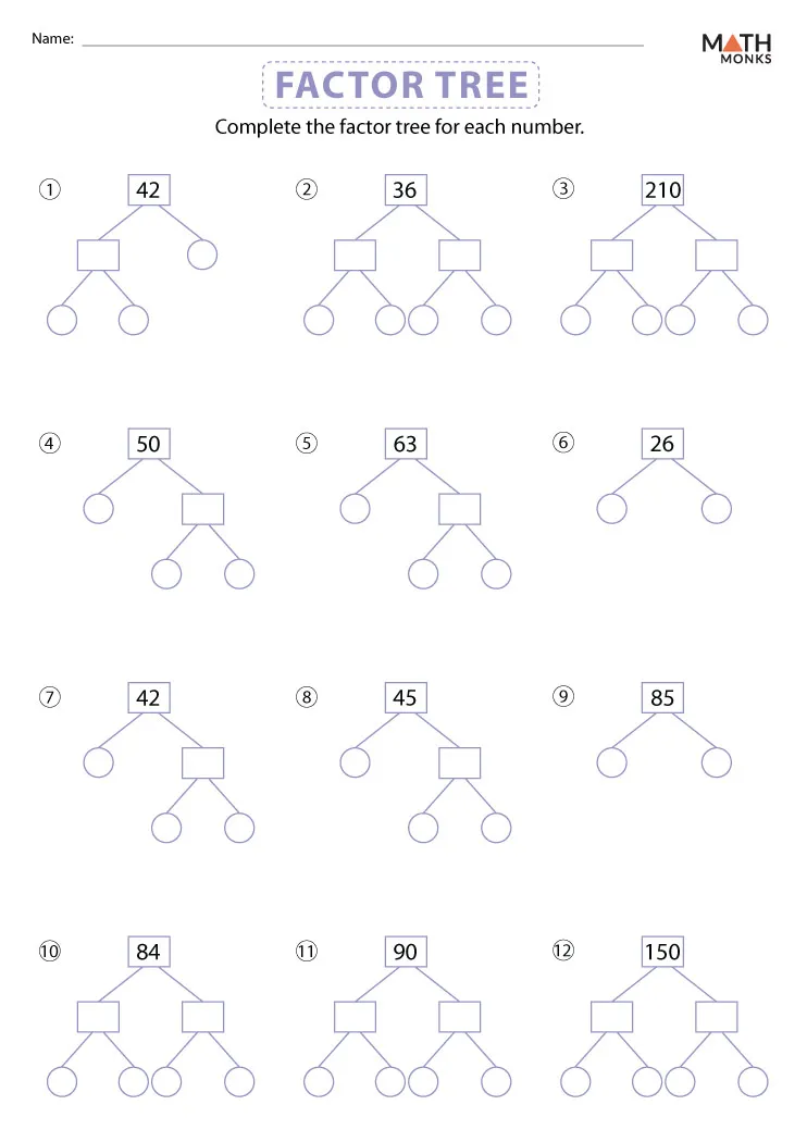 Prime Factorization Practice Worksheet for 6th Grade Math 14 Sixth grade math student solving prime factorization problems on a worksheet