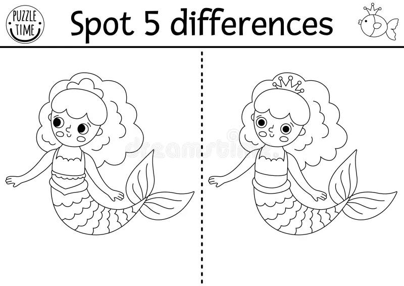 A colorful worksheet for kindergarten featuring a princess and prince with 10 differences to find. Princess Find the Differences worksheet for young learners to enhance observation skills.