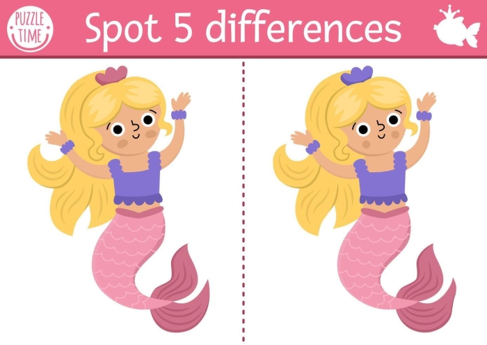 Princess Find the Differences worksheet featuring a prince and princess with 10 differences to spot