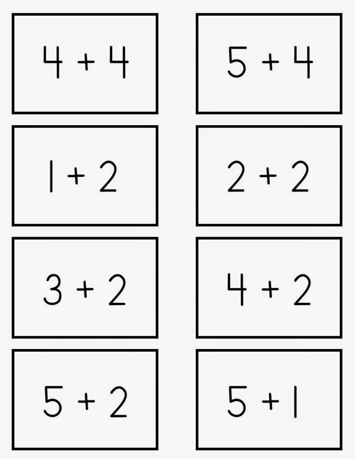 Colorful addition flash cards for early learners worksheet 3 Printable addition flash cards worksheet for preschool math practice