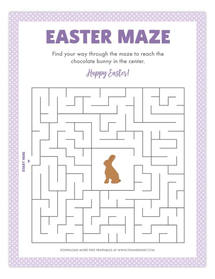 Printable Easter Egg Hunt Maze worksheet for Pre-K students to enhance counting skills