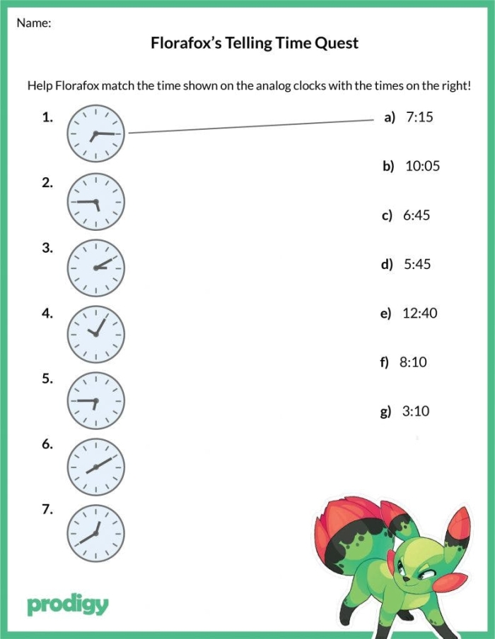 Engaging clock reading activity for young learners in phonics education Printable Telling the Time 2 worksheet for first graders to practice reading clock hands