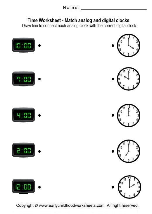 First Grade Social Studies Skills: Match the Clock II Worksheet Image 2 Printable Match the Clock II worksheet for first graders to practice telling time