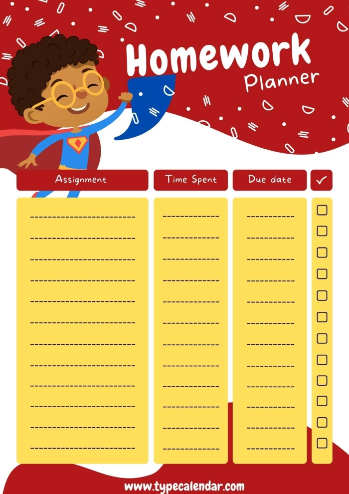 Second Grade Algebra Homework Planner Worksheet 14 Printable homework planner worksheet for second grade algebra students