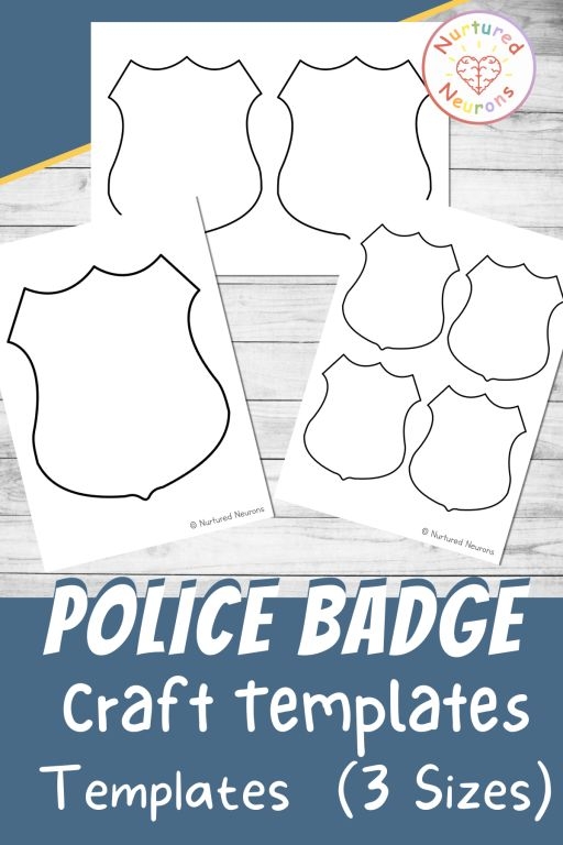Printable police badge worksheet for kindergarten students to learn about community helpers. Fun activity to help kids understand the role of police officers.